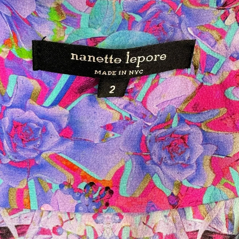 Nanette Lepore Abstract Colorful Faux Wrap  100% Silk Dress Women’s Size 2🌸